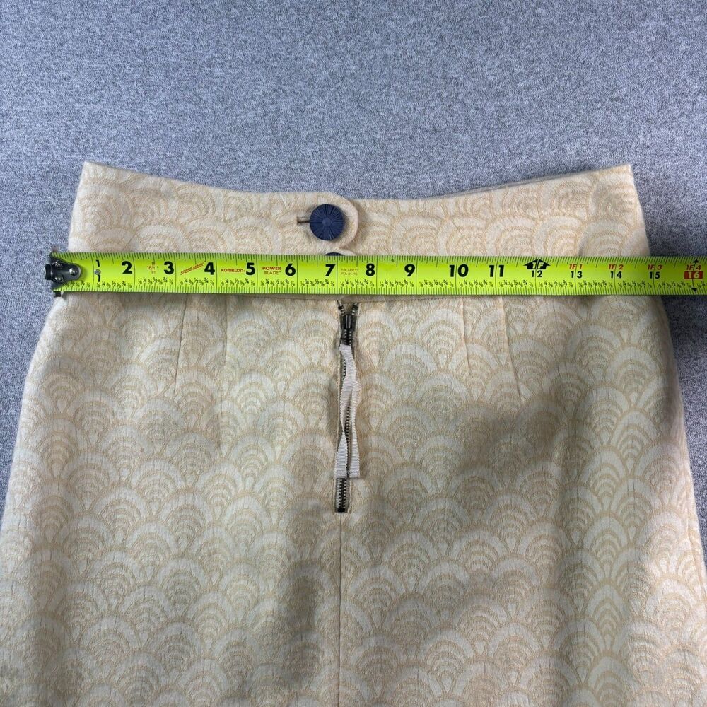 Leifsdottir Anthropologie Skirt Women's 2 Cream Gold Wool Cotton Ruffle - Picture 9 of 9